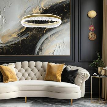 LED lógó világítás Preciosa, arany/kristály, akril, Ø 60 cm kép