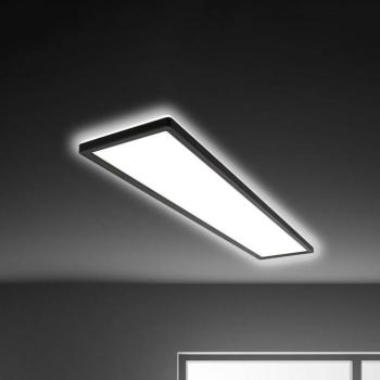 LED mennyezeti lámpa Tava, fekete, műanyag, 98cm, háttérvilágítással kép
