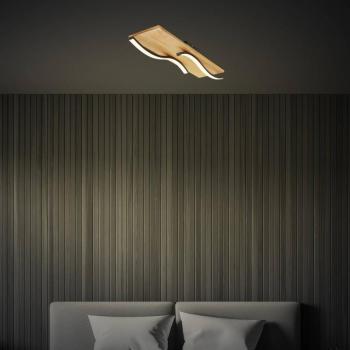 LED mennyezeti lámpa Vinka, 55x14 cm, 2-lámpás, fa színű kép