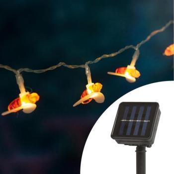  LED napelemes fényfüzér szenzorral 20xLED 2,3m IP44 meleg fehér  kép