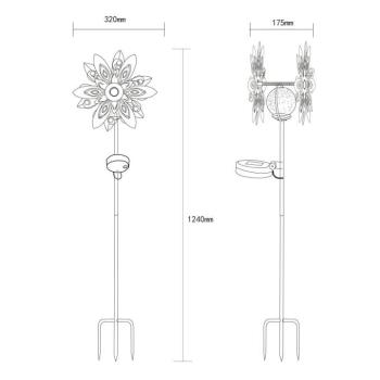 LED napelemes lámpa 36578S, földi tüske, ezüst/fekete, fém kép