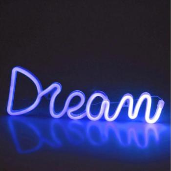 LED Neon fali dekoráció DREAM LED/3W/3xAA USB kék  kép
