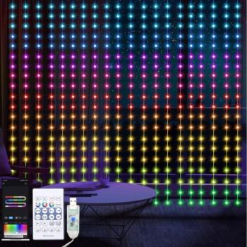  LED RGB Dimmelhető Karácsonyi függöny WIZARD 400xLED/USB 2x2m + távirányítás  kép