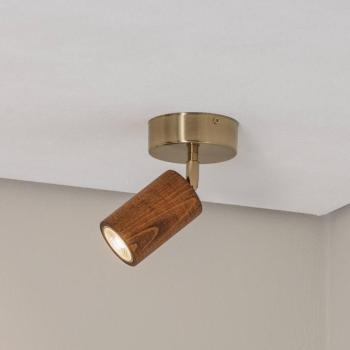 Legno mennyezeti spotlámpa, barna / sárgaréz színű, magasság 18 cm, fa kép