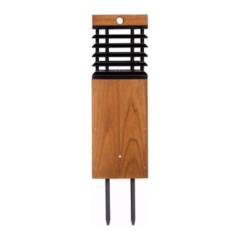 Les Jardins LED-es napelemes útjelző lámpa Tekura, teak/szürke, tüske kép