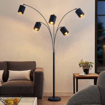 Lindby állólámpa Abiram, fekete/arany, textil, 70cm kép