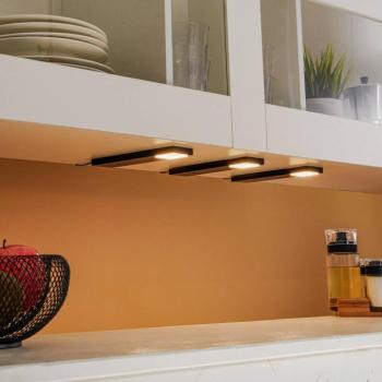 Lindby Amaryll LED-es szekrény alatti lámpa, 3 darabos szett, fekete színben kép