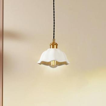 Lindby Annegret függőlámpa, Ø 18 cm, kerámia, fehér/brass kép