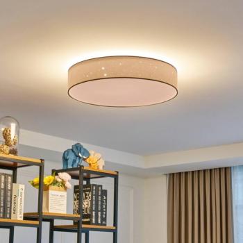 Lindby Ellamina LED mennyezeti lámpa, Ø 60 cm, fehér, textil kép