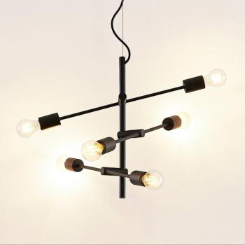 Lindby Estar függőlámpa, fekete, fém, 6 lámpás, 57cm kép