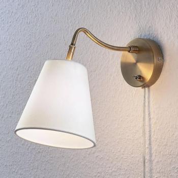 Lindby fali lámpa Ethan, fehér/öreg sárgaréz, dugós, 28 cm, E14 kép
