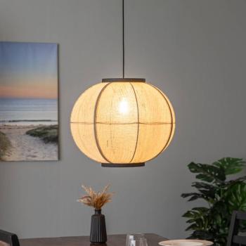 Lindby függőlámpa Aurinil, fa színű, vászon, Ø 48cm, E27 kép
