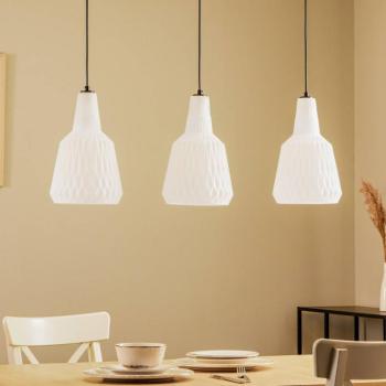 Lindby függőlámpa Belarion, opál, 3 lámpás, üveg, Ø 23 cm kép