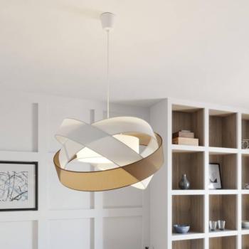 Lindby függőlámpa Simaria, barna/szürke/fehér, Ø 60 cm, E27 kép