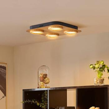Lindby Joren LED-es spotlámpa, fa, 38 x 38 cm, 4-fényű, 3000 K kép