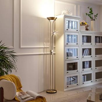 Lindby LED állólámpa Josefin, bronz, olvasólámpa, dimmelhető kép