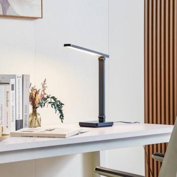 Lindby LED asztali lámpa Rylas, fekete, USB, CCT kép