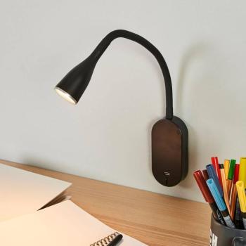 Lindby LED-es fali lámpa Enna, 34 cm, fekete, kapcsoló, USB kép