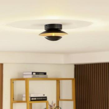 Lindby LED-es mennyezeti lámpa Tiama, fém, fekete/arany, Ø 20 cm kép