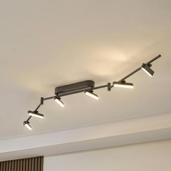 Lindby LED-es reflektor Eldrin, fekete, 6 lámpás, fénycsík, fényszalag kép