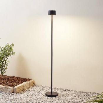 Lindby LED-es újratölthető állólámpa Isason, fekete, alumínium, Ø 11 cm kép