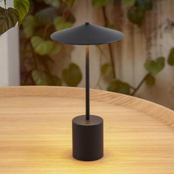 Lindby LED-es újratölthető asztali lámpa Ayva, fekete, alumínium, IP44 kép