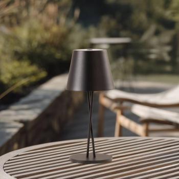 Lindby LED-es újratölthető asztali lámpa Janea CROSS, fekete, fém kép