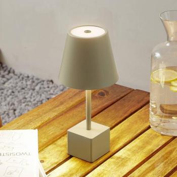 Lindby LED-es újratölthető asztali lámpa Janea CUBE, zöld, fém kép