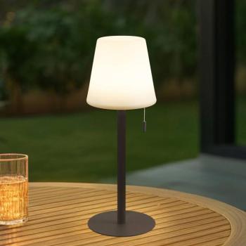Lindby LED-es újratölthető lámpa Azalea, fehér/barna, 45 cm, CCT, IP44 kép