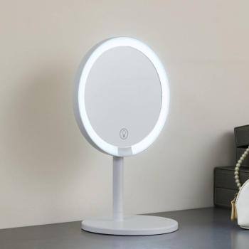 Lindby LED-es újratölthető tükör Renki, fehér, műanyag, fényerőszabályzó kép