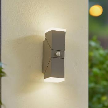 Lindby LED fali lámpa Sally, 22 cm, szürke, IP54, érzékelővel kép