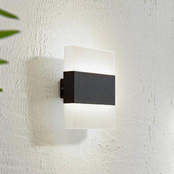 Lindby LED kültéri fali lámpa Branor, alumínium, antracit, IP54 kép
