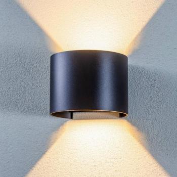 Lindby LED kültéri fali lámpa Nivar, kerek, fekete, IP54 kép