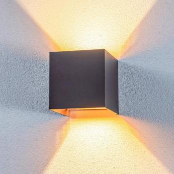 Lindby LED kültéri fali világítás Nivar, szögletes, fekete/arany, IP54 kép