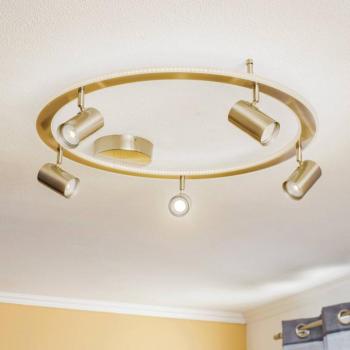 Lindby LED mennyezeti lámpa Berisha, 5 izzós + LED, nikkel kép