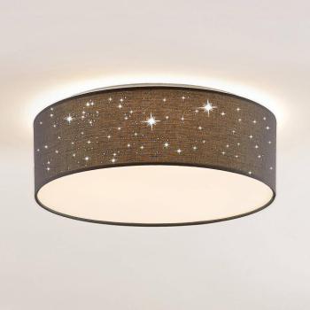 Lindby LED mennyezeti lámpa Ellamina, Ø 40 cm, sötétszürke, textil kép
