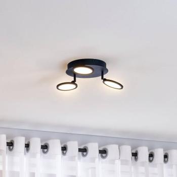 Lindby LED mennyezeti lámpa Manel, fekete, vas, Ø 22 cm kép