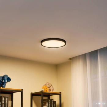 Lindby LED mennyezeti lámpa Pravin, Ø 30 cm, fényerőszabályzó, fekete kép