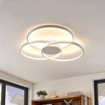 Lindby LED mennyezeti lámpa Riley, fehér, fém, 80 cm, fényerőszabályzóval kép