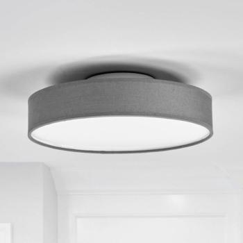 Lindby LED mennyezeti lámpa Saira, Ø 30 cm, szürke, textil kép
