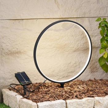 Lindby LED napelemes földi tüskés lámpa Syrene, 45 cm, fekete, alumínium kép
