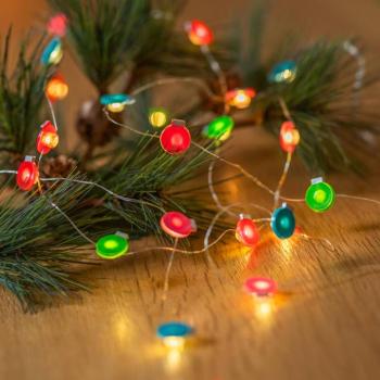 Lindby LED tündérfények Motje, gömbök, piros, zöld, 320 cm kép