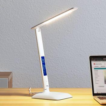 Lindby Ludmilla LED-es asztali lámpa, 34 cm magas, fehér, kijelzős kép