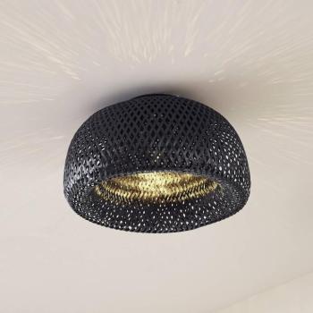 Lindby mennyezeti lámpa Eskil, 1-lámpás, fekete, Ø46.5cm, bambusz kép