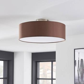 Lindby mennyezeti lámpa Sebatin, Ø 40 cm, világosbarna, szövet, E27 kép