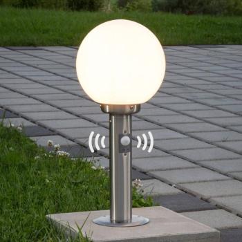 Lindby talapzati lámpa Vedran, 45 cm, rozsdamentes acél, üveg, érzékelő kép