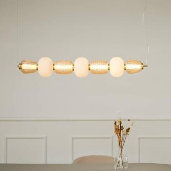 LOOM DESIGN LED-es függőlámpa Pearl 7, borostyán/arany, üveg, 110 cm kép