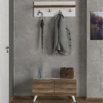  LORES falra szerelhető fogas 29,5x80 cm + cipőtartó 41,5x80 cm barna/fehér  kép