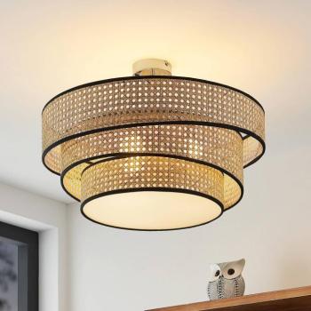 Lucande Elowen mennyezeti lámpa, Ø 56 cm, rattan, bambusz kép