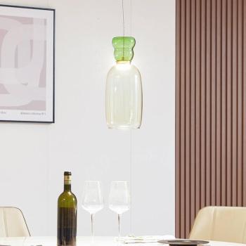 Lucande LED-es függőlámpa Fay, sárga/világoszöld, üveg, Ø 15 cm kép